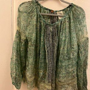 FP One Sheer Silk Tunic Decorative Embellishments. Sz S/P